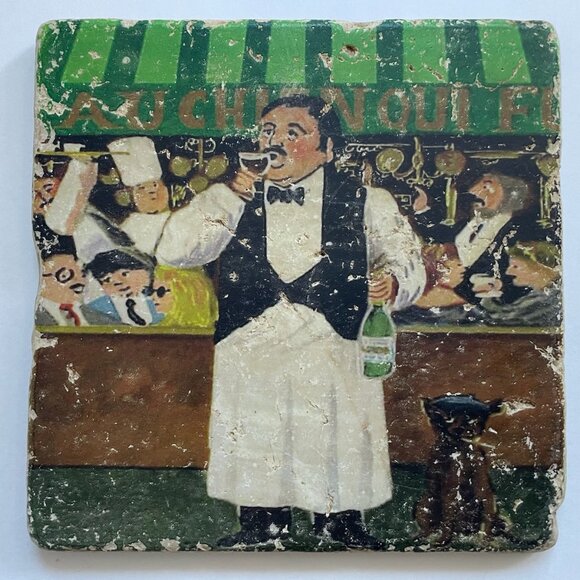 sAttribute French Artist Guy Christian Buffet Hand Painted Distressed Placques - Picture 8 of 9